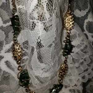 Vintage VENDOME Caged Genuine Jade Goldtone Neckla